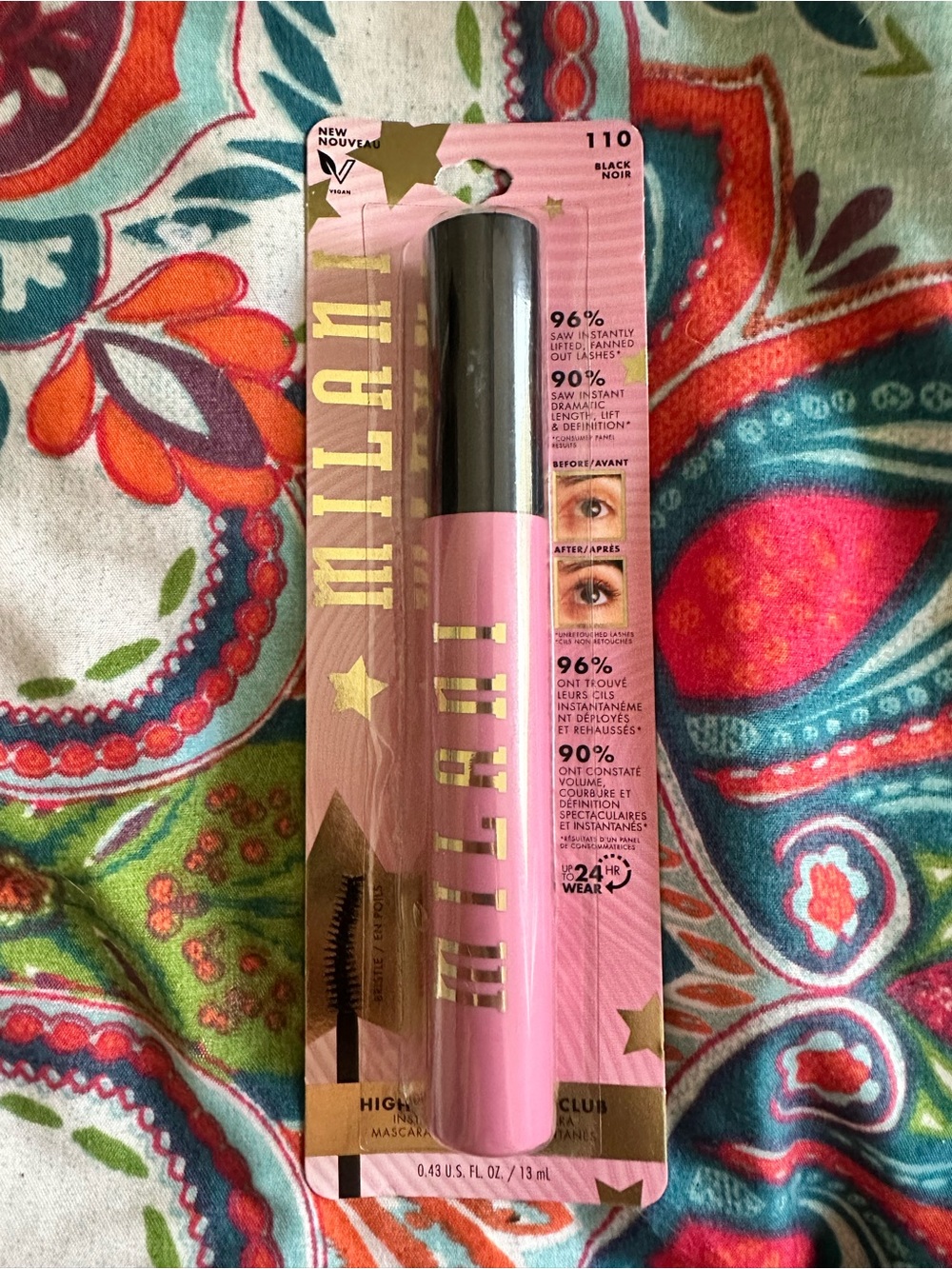 Milani Mascara Packaging in Black, White, Gold